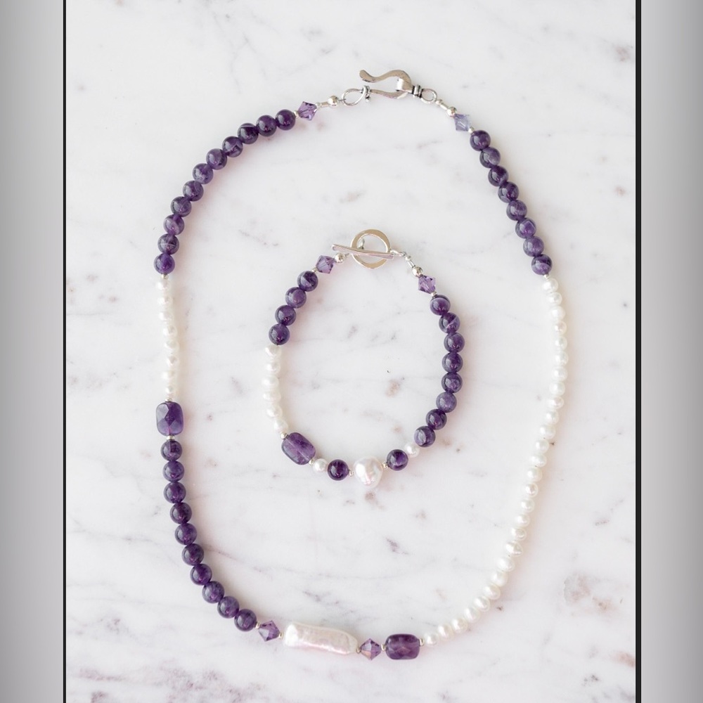 Amethyst and pearl necklace